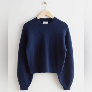& Other Stores Cropped Relaxed Navy Blue Women's Sweater
